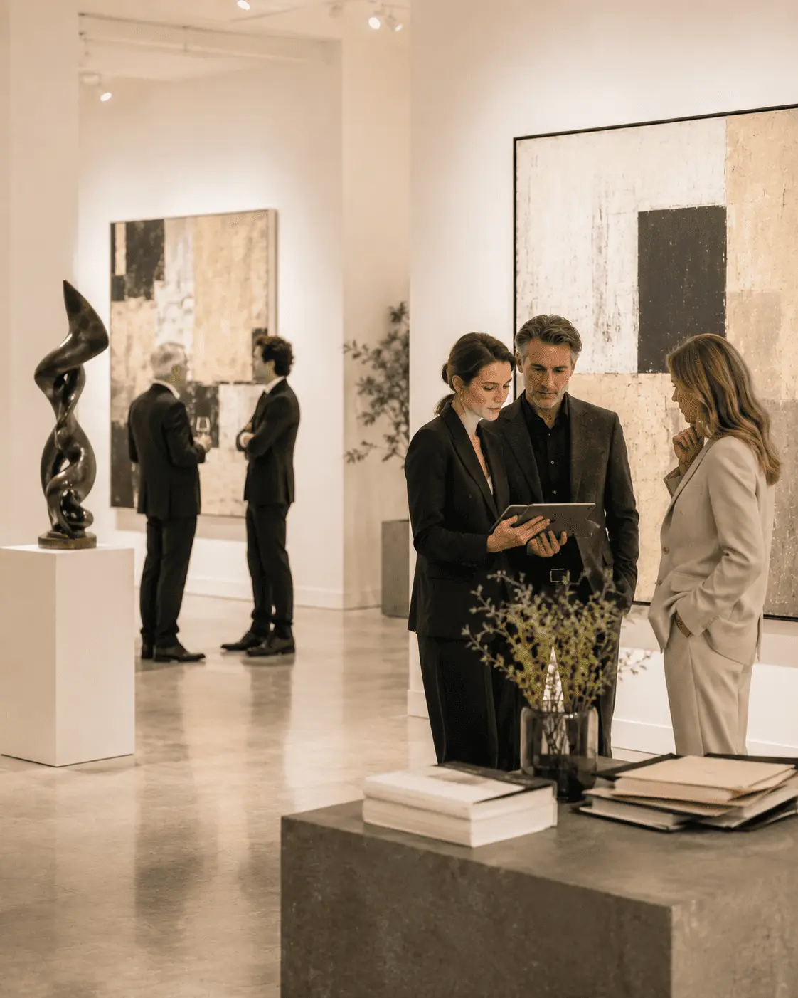 Gallery interior with high-value art on display